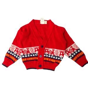 Vintage Club House Boys 24 Month Choo Choo Knit Cardigan Sweater